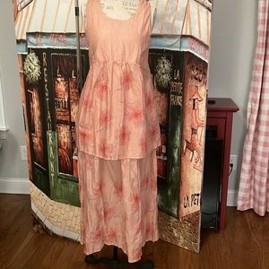 Gudrun Sjoden Peach Skirt Set with Red Accents
